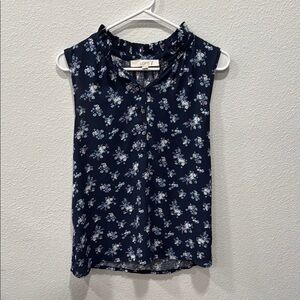 LOFT Women's Floral Sleeveless Top - Navy